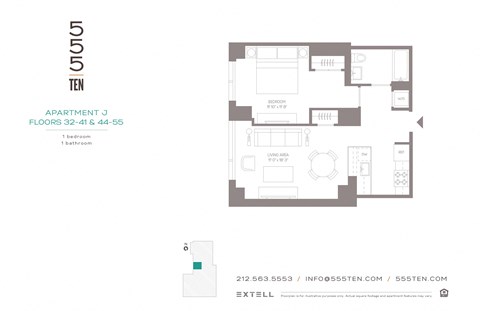 Floor plan for studio, 1 bath, 647 sqft